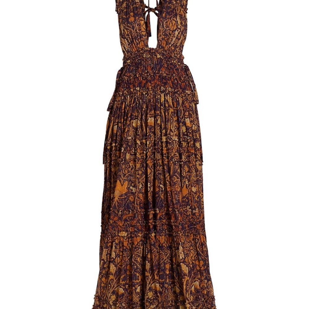 Ulla Johnson Brown and Navy Printed Maxi Dress - Picture 3 of 10